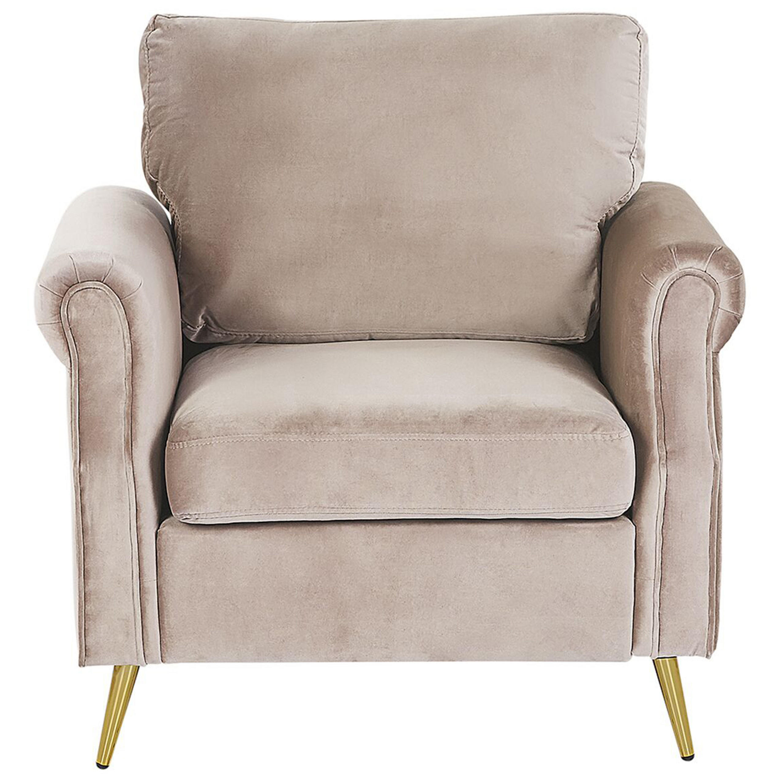 SESSEL Samtstoff Beige Vietas - Beige, Textil/Metall (85/90/67cm) - Beliani