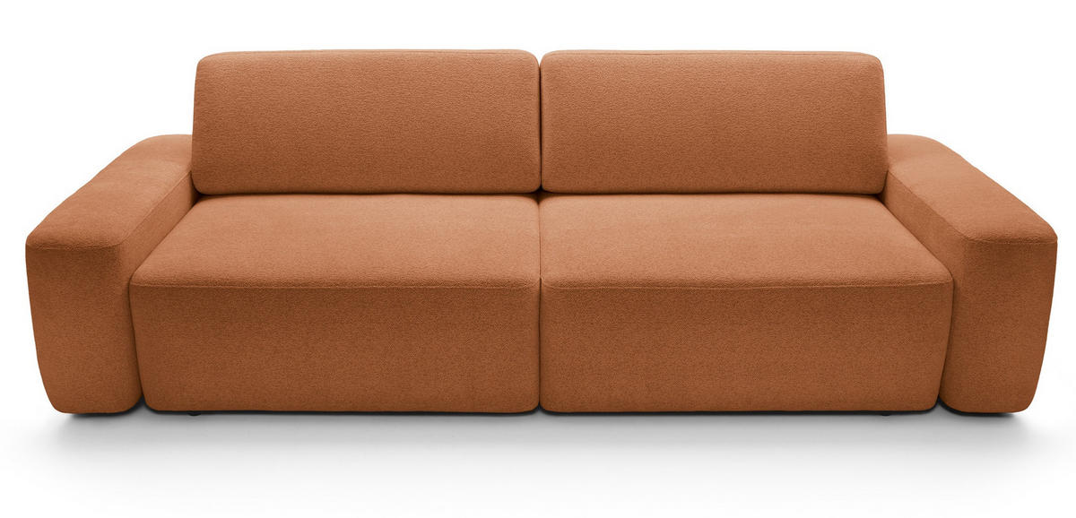 POLSTERSOFA 260 cm Orea, Schlaffunktion, Bettkasten, Orange - Orange, Holz (257/82/105cm) - Emporius