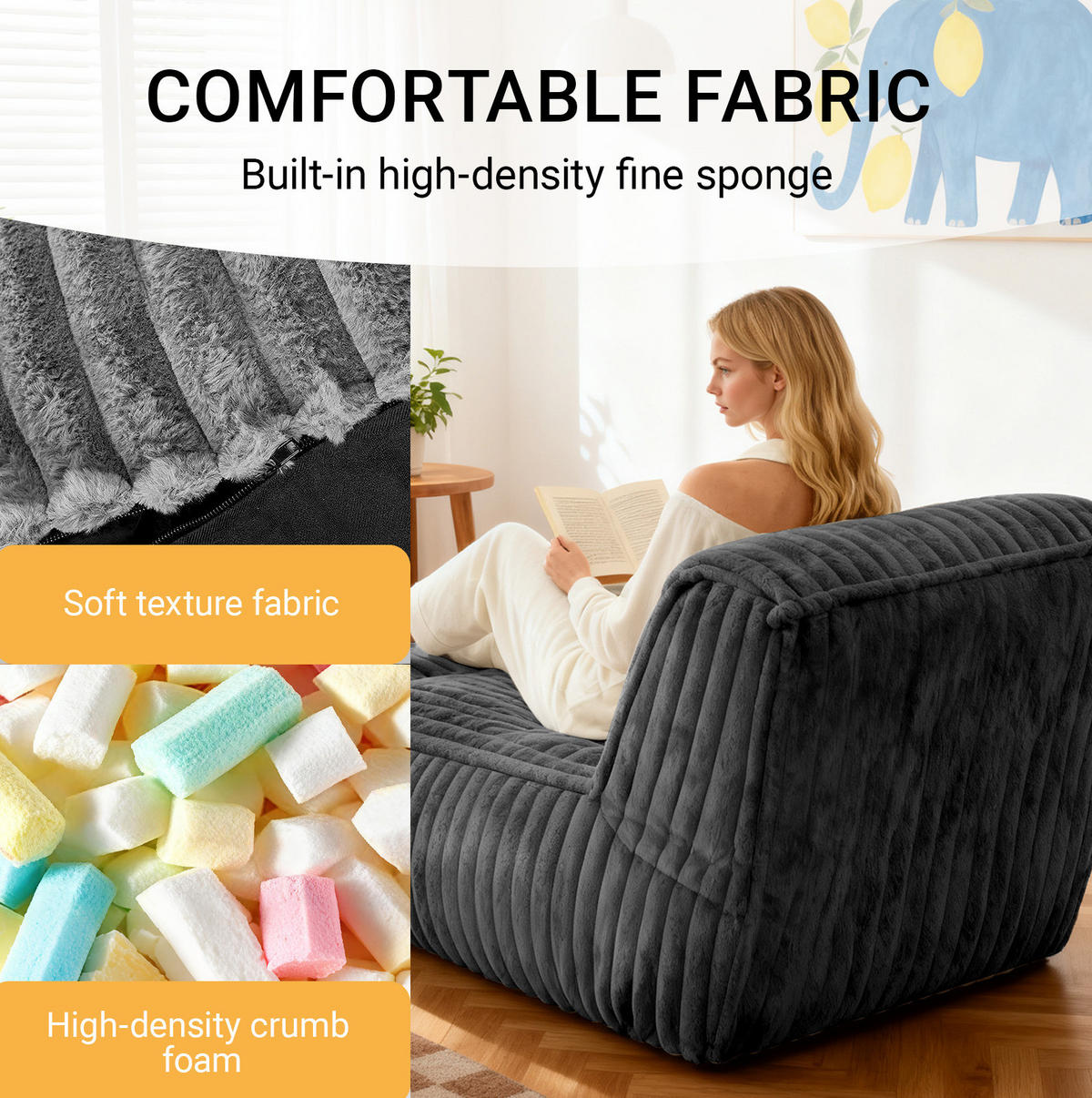 SCHLAFSOFA modular 160 x 79 x 66 cm Flannelette Dark Grey - Dunkelgrau, Kunststoff (80/66/160cm) - Beauniv