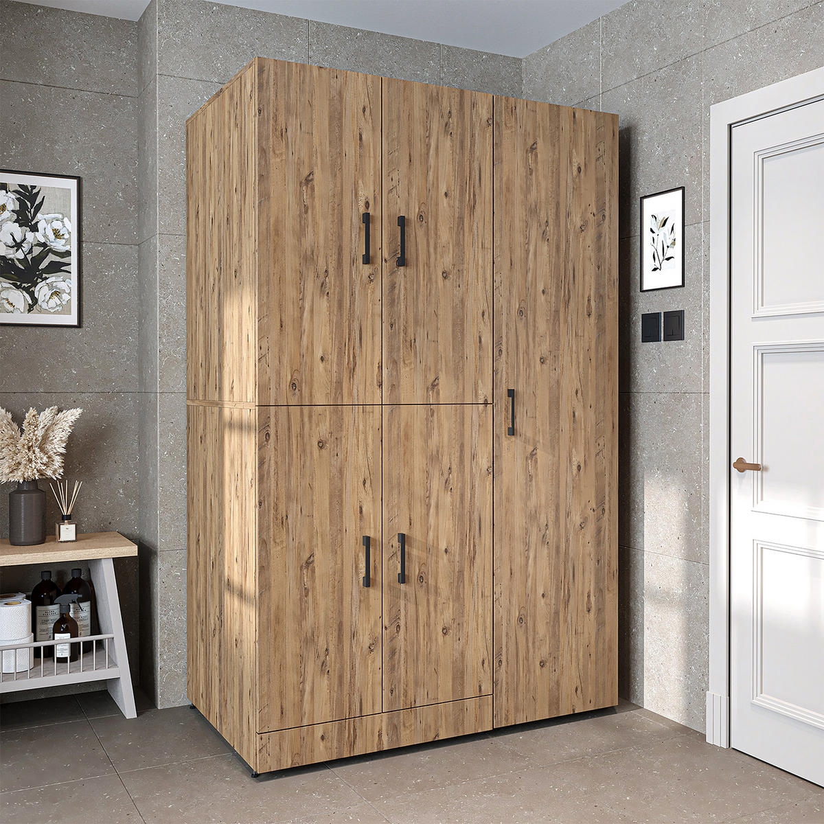 WASCHMASCHINENSCHRANK DORA-I 115cm Breit, 186cm Hoch - Eichefarben, Holzwerkstoff (115/186/73.8cm)
