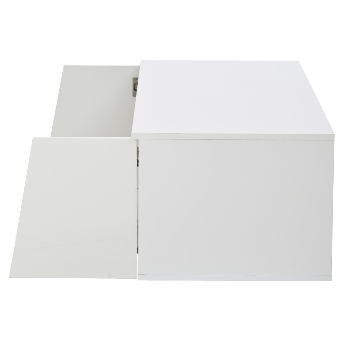 COUCHTISCH 100/50/40 cm weiß mit LED-Beleuchtung 2 Schränken und 1 Schublade - Weiß, Holzwerkstoff (100/50/40cm) - OKWISH