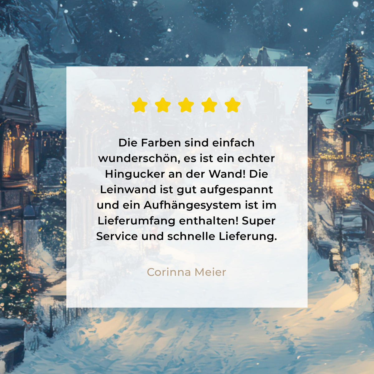 LEINWANDBILD Weihnachtsdorf - Weihnachten - Schnee - Winter 20x20 cm - Dunkelblau, Textil (20/20cm) - MuchoWow