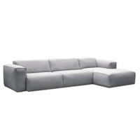 3-SITZER ECKSOFA mit Longchair - Hellgrau/Schwarz, Kunststoff/Textil (317/173cm) - home24