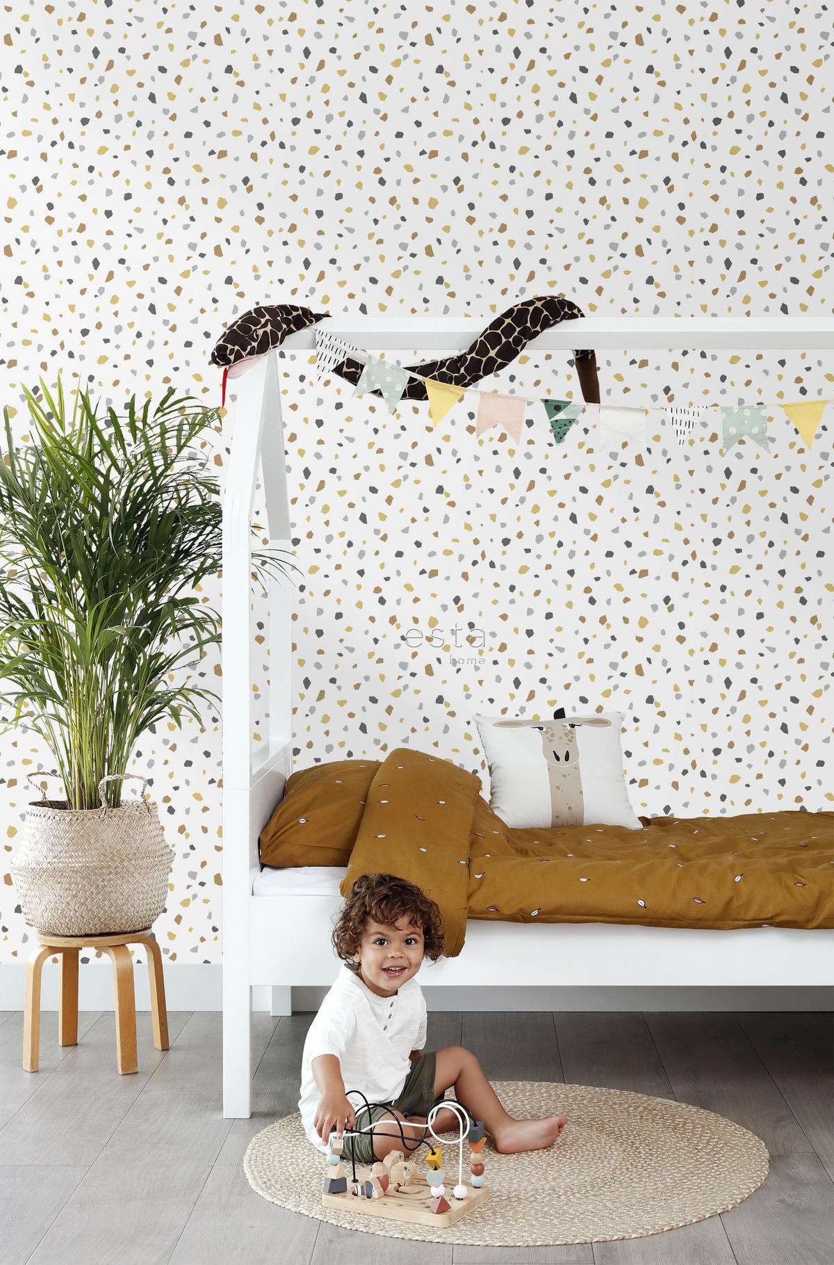 TAPETE Terrazzo-Motiv 53 cm x 10.05 m - Weiß, Papier (53/0.1cm) - ESTAhome