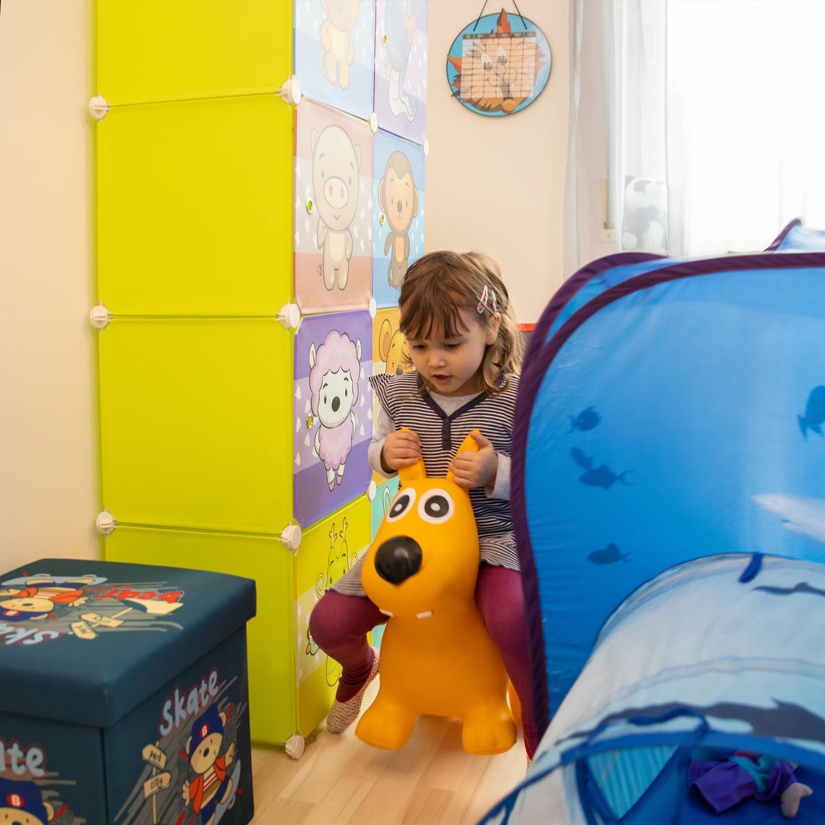 SKÁKADLO Modré pes s pumpičkou - modrá, plast (60/26/50cm) - Relaxdays