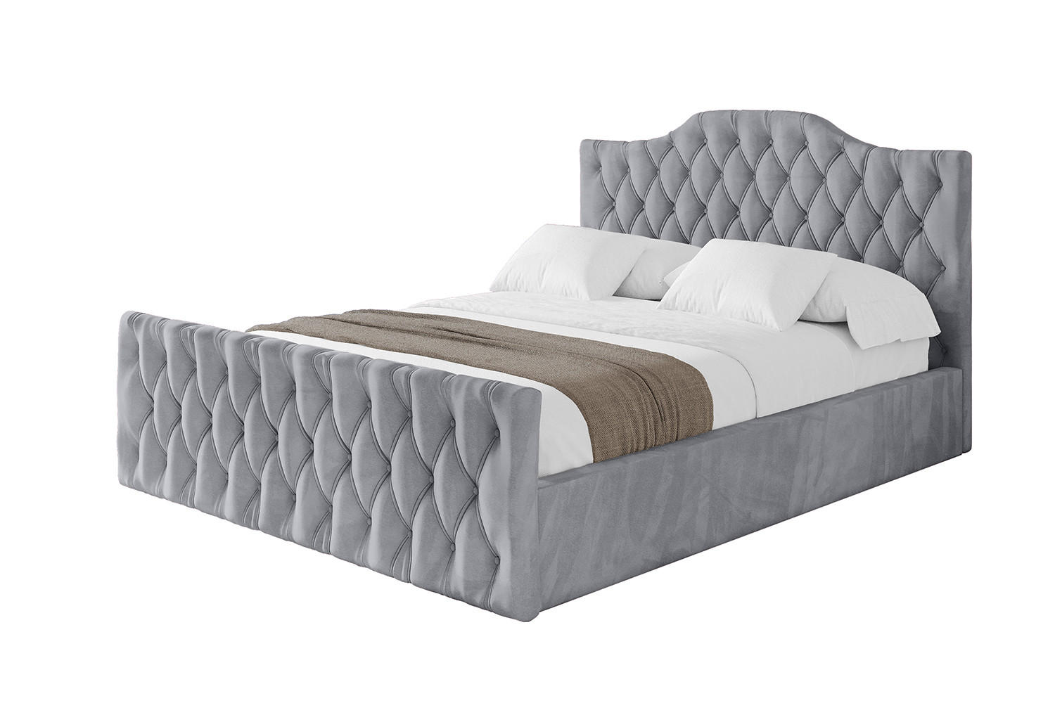 POLSTERBETT mit Bettkasten, Fußteil und Lattenrost, Boxbett mit Matratze H3/H4 - FALIO-Z 180x200 Hellgrau - Hellgrau, Holzwerkstoff/Textil (180/200cm) - ALTDECOR