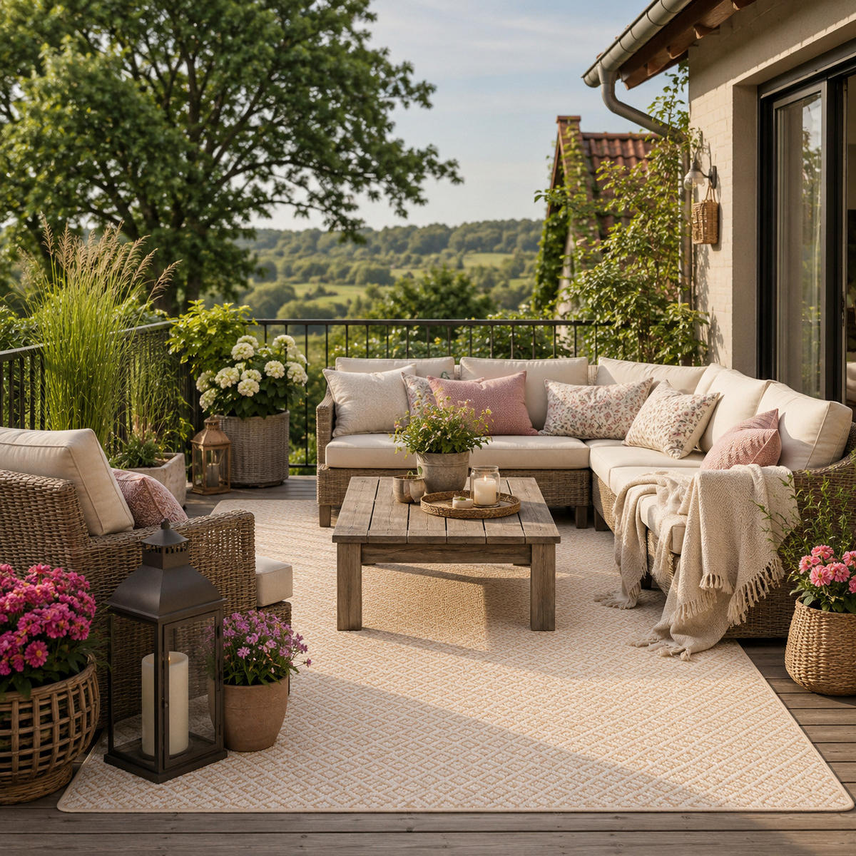 IN & OUTDOOR TEPPICH FLACHGEWEBE OSLO KARO MODERN - Honig, Textil (200/300cm) - Snapstyle