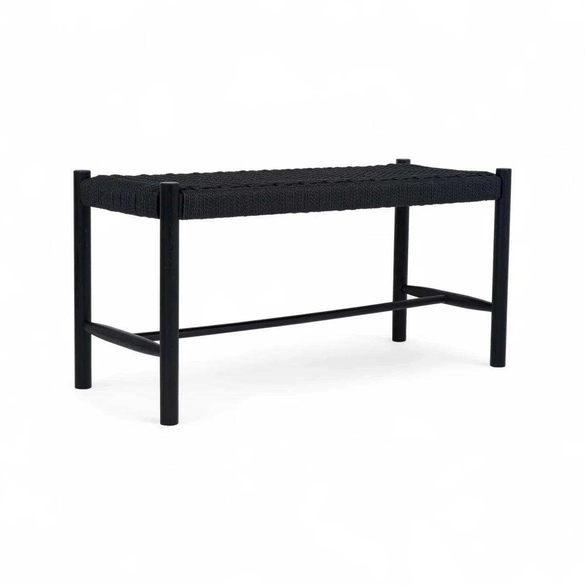 SITZBANK 90/36/45 cm Rattan / Eiche Schwarz - Schwarz, Holz/Papier (90/45/36cm) - Furnhouse