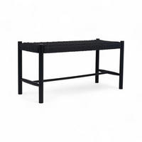 SITZBANK 90/36/45 cm Rattan / Eiche Schwarz - Schwarz, Holz/Papier (90/45/36cm) - Furnhouse