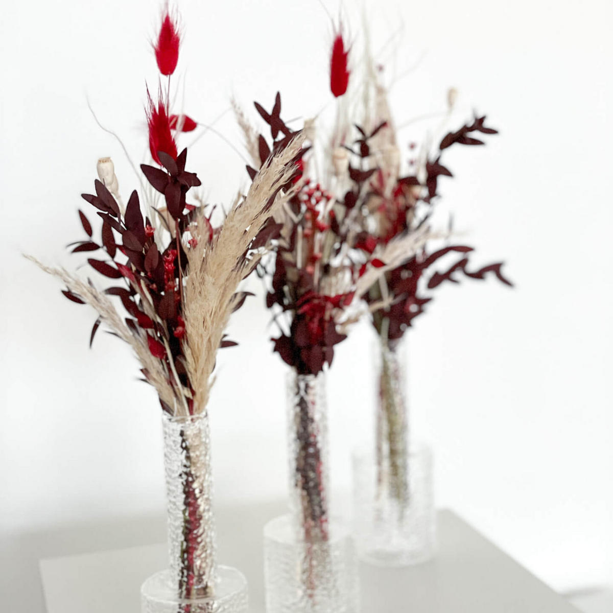 TROCKENBLUMENSTRAUSS Mini Pampasgras rot - rot - Rot, Naturmaterialien (30cm) - Lykke & You