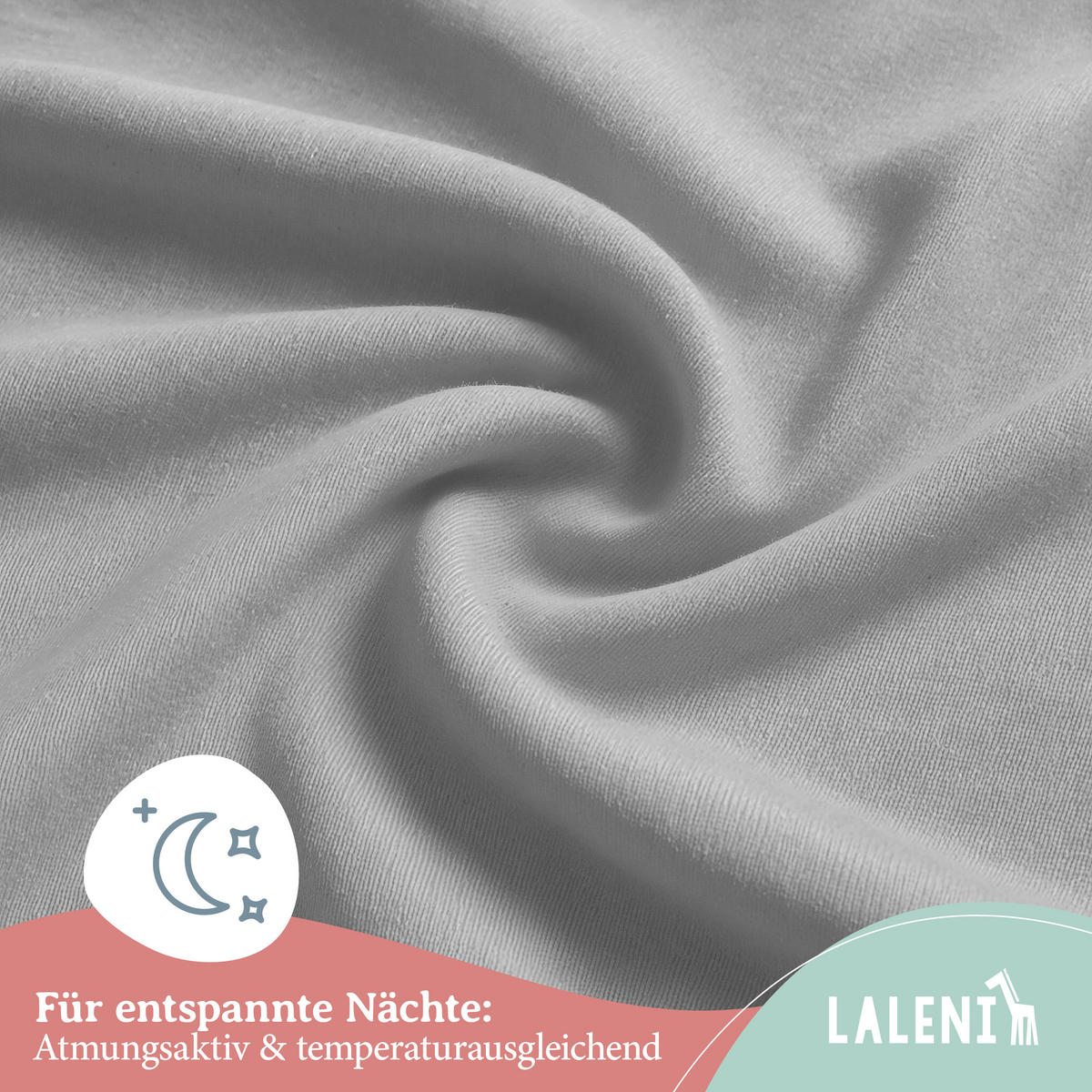 SPANNBETTLAKEN für Beistellbett & Stubenwagen – 100% Baumwolle, Atmungsaktiv & Weich, 50x89x10 cm, Grau - Grau, Textil (50/89cm) - Laleni