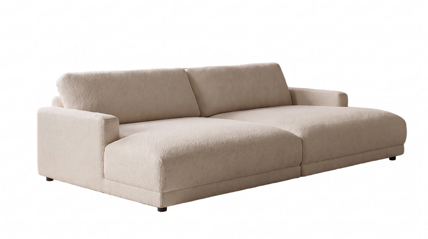 BIG SOFA MARLIN Beige Bouclé - Beige/Schwarz, Kunststoff/Textil (262/80/168cm) - KAWOLA