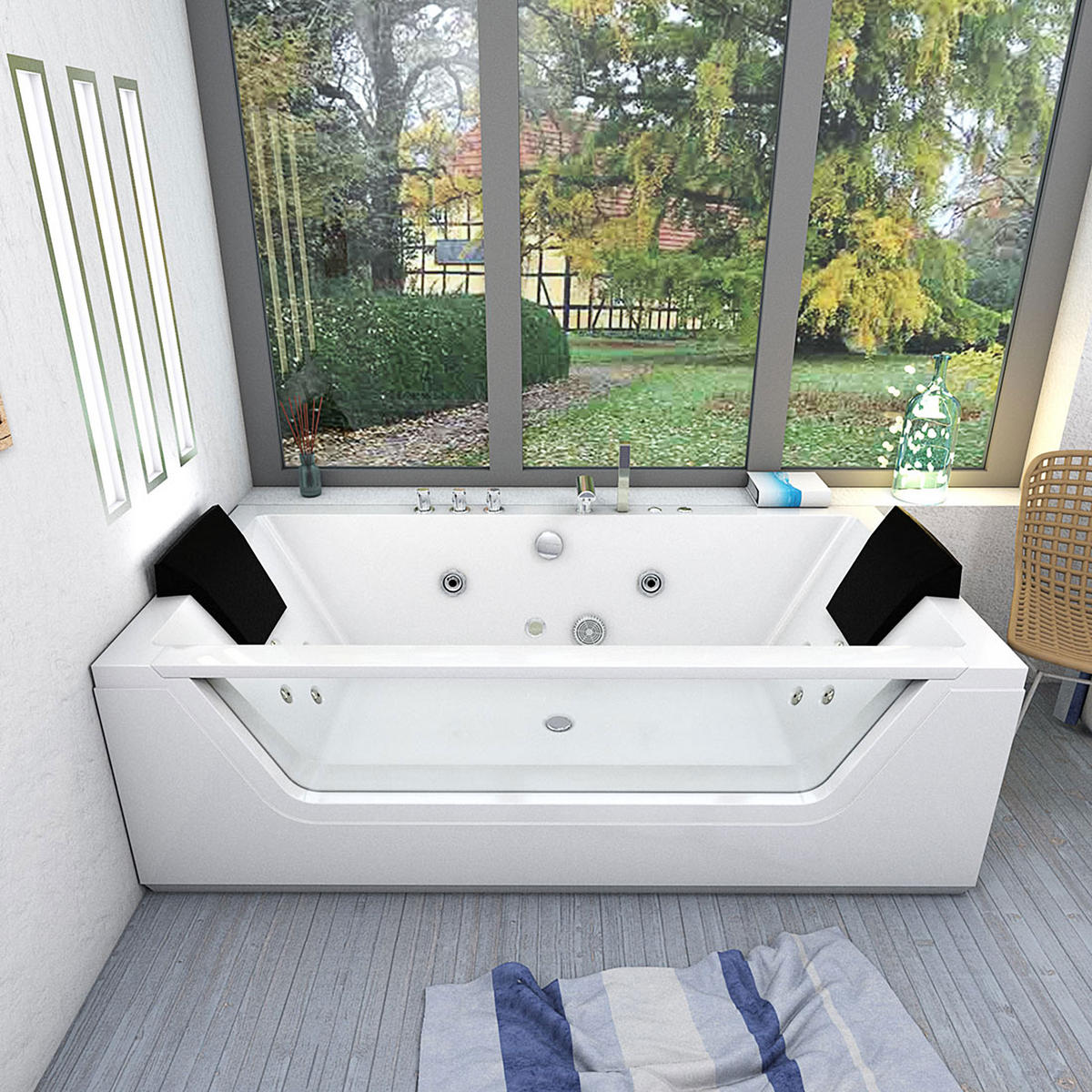WHIRLPOOL Pool Badewanne W83-A-SC 90x180 - Weiß, Glas/Kunststoff (90/55/180cm) - AcquaVapore by Sandra Jentho