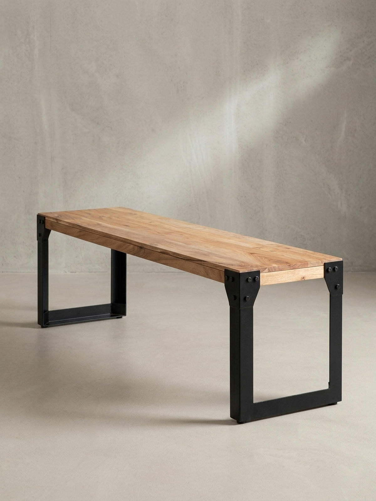 ESSZIMMERBANK Massivholz Metall ohne Lehne, Akazie 120x40x45 cm - Schwarz/Braun, Holz/Metall (120/45/40cm) - KADIMA DESIGN