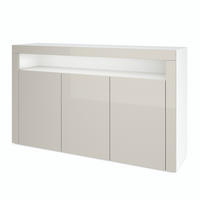 SIDEBOARD Valencia Bijela mat/Pješčano siva visoki sjaj/Pješčano siva visoki sjaj (155 x 92 x 40 cm) - boje pijeska, drvni materijal (155/92/40cm) - Vladon