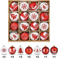 WEIHNACHTSKUGELN 16-teiliges Set Kunststoff Rot Weiß 6 cm - Multicolor, Kunststoff (6/6/6cm)