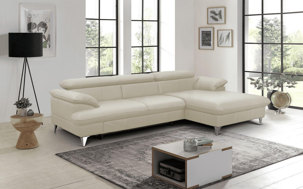 SOFA Falconn – Modernes Ecksofa mit Elektrischem Sitzvorschub und Integriertem Bettkasten - Chromfarben/Gelb, Holz/Textil (25.8/20.8cm) - Eltap