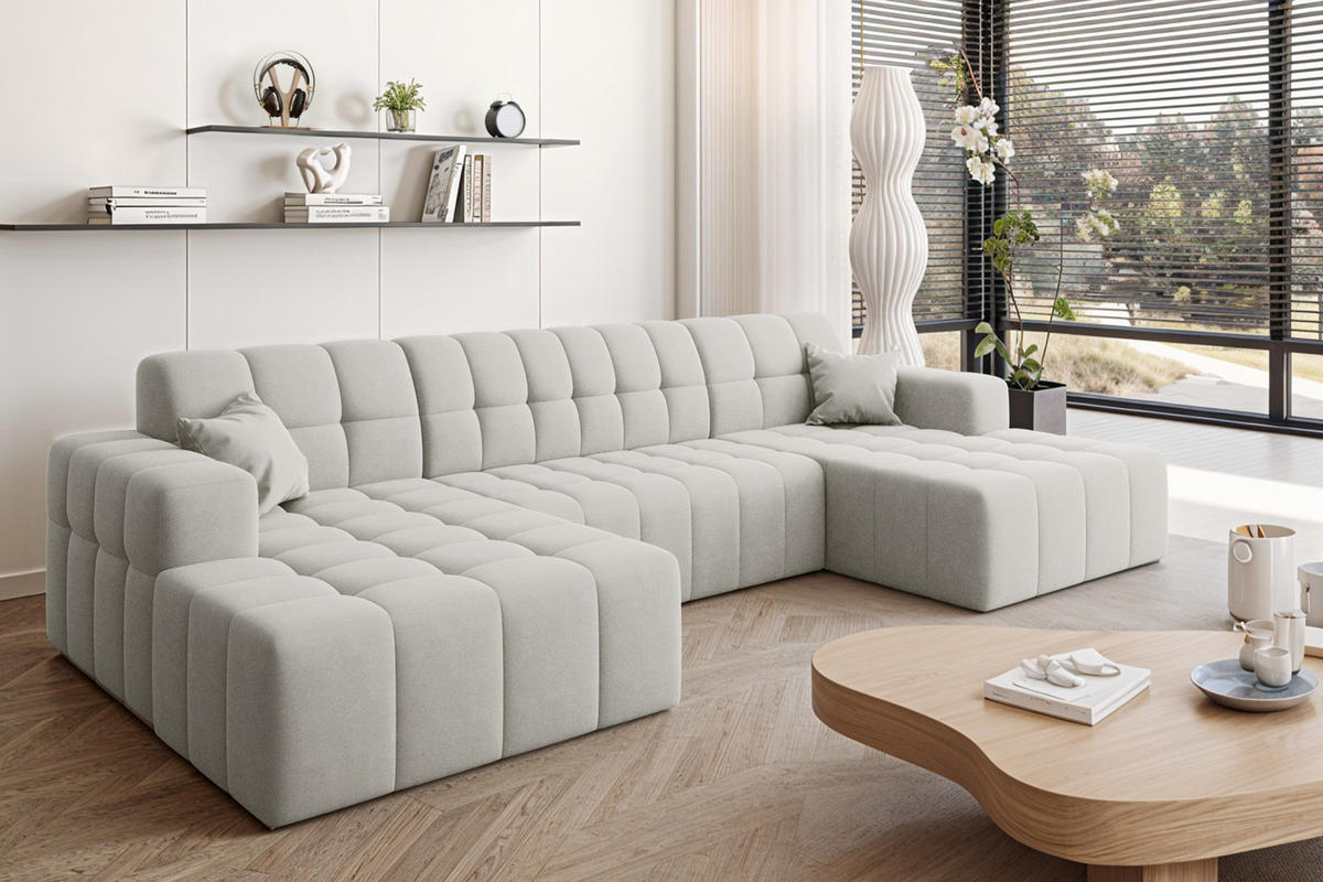 ECKSOFA U-Form Nimes Stoff Portland Weiß - Weiß, Holz/Textil (168/350cm) - Kaiser Möbel