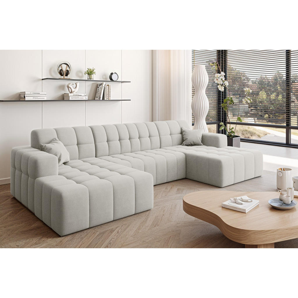 Thumbnail - Kaiser Möbel Ecksofa, Weiß, Textil, 5-Sitzer, Füllung: Komfortschaum, einzeln stellbar, U-Form,L-Form, 350x168 cm, Wohnz...