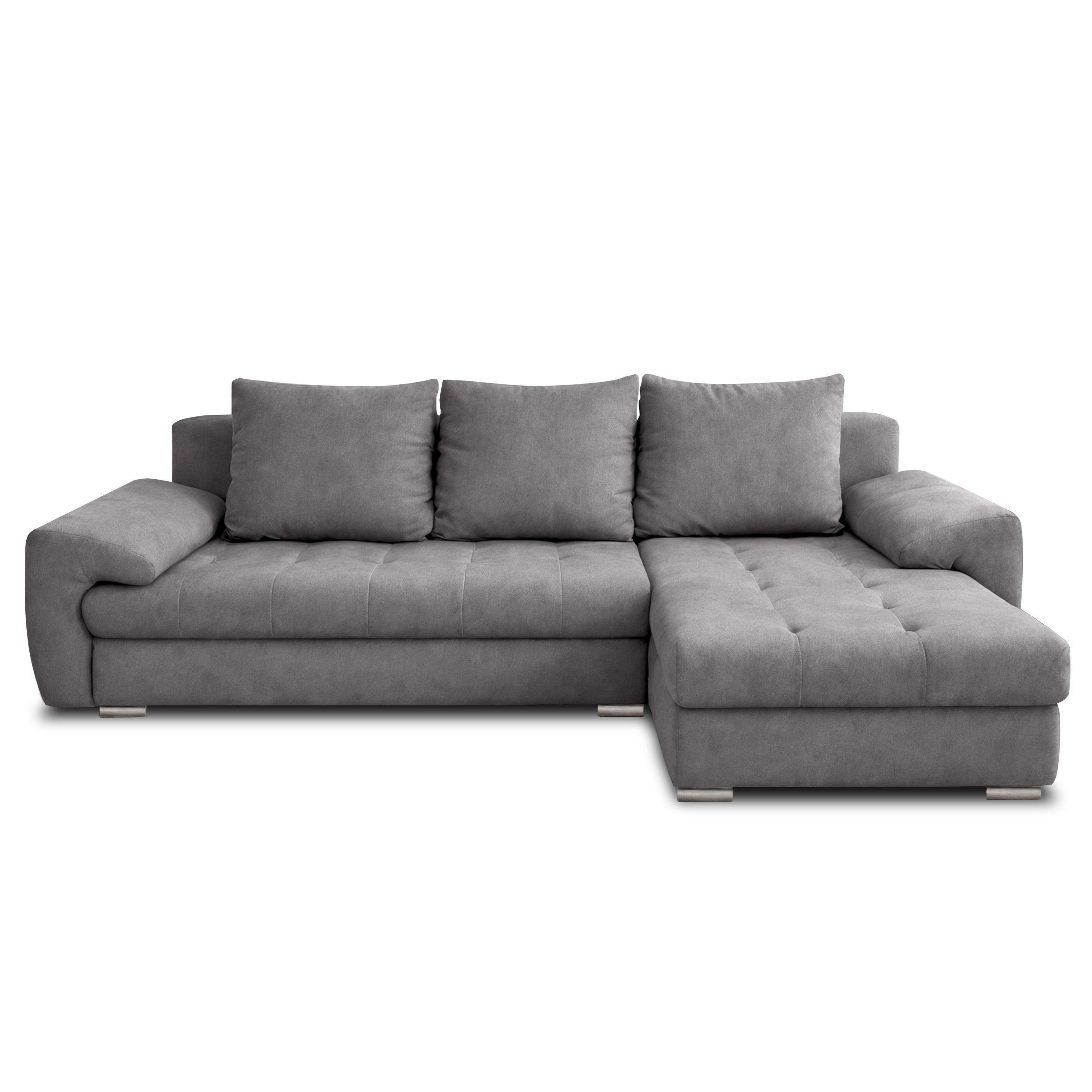 ECKSOFA L Form Manisa Grau 234/145/83 cm Rechts mit Schlaffunktion - Silberfarben/Grau, Kunststoff/Textil (234/145cm) - AX Living