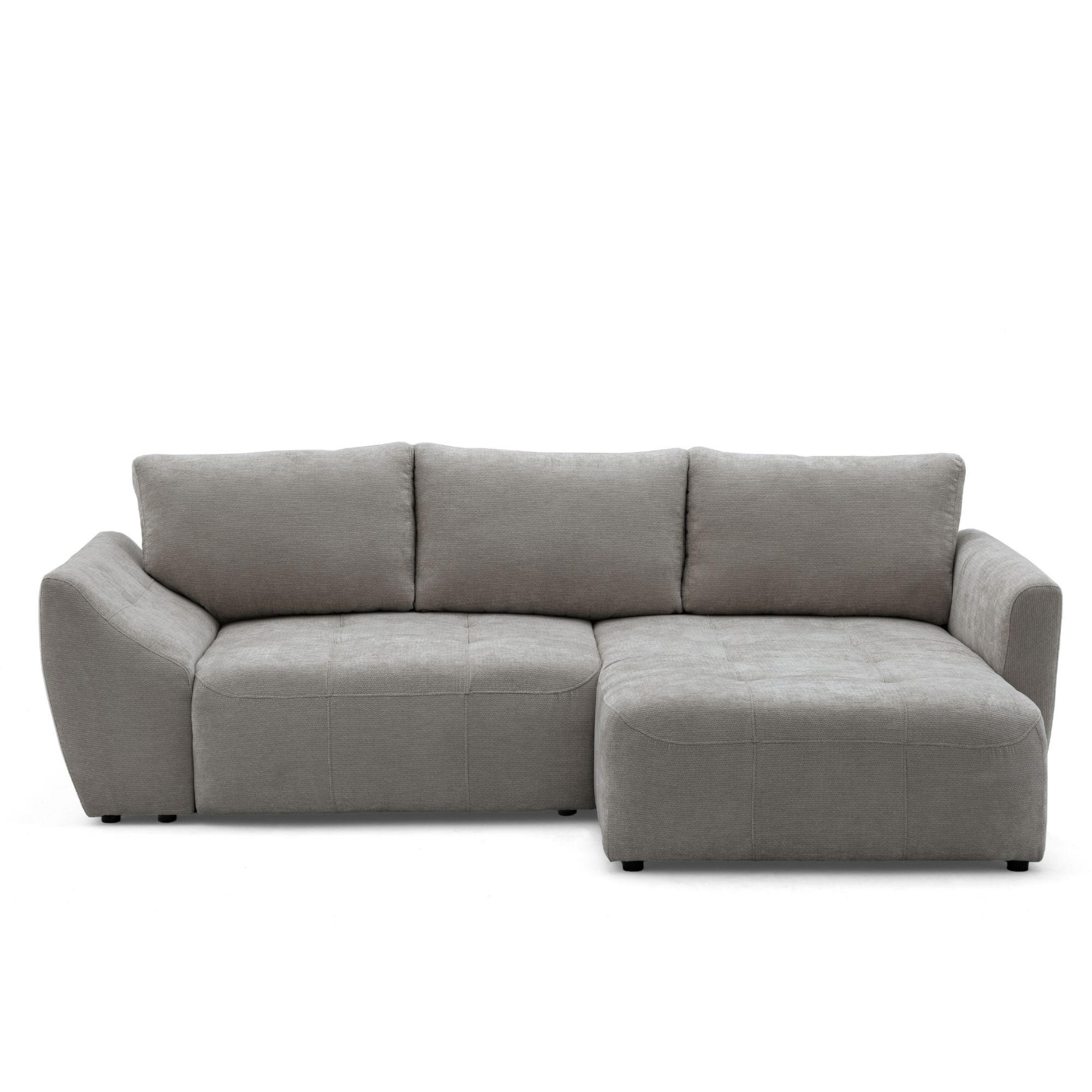 ECKSOFA NICE L Rechts mit Schlaffunktion 137x204 Chenille Grau - Schwarz/Grau, Holz/Textil (165/260cm) - Muffo