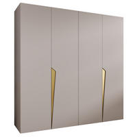DREHTÜRENSCHRANK 202/200/52 4-türig - Beige/Goldfarben, Holz/Metall (200/202/52cm) - Abiks Möbel