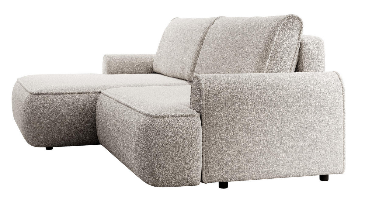 ECKSOFA 250 cm Mareno mit Bettkasten, Schlaffunktion, Links, Hellgrau - Hellgrau, Holz (250/146cm) - Emporius