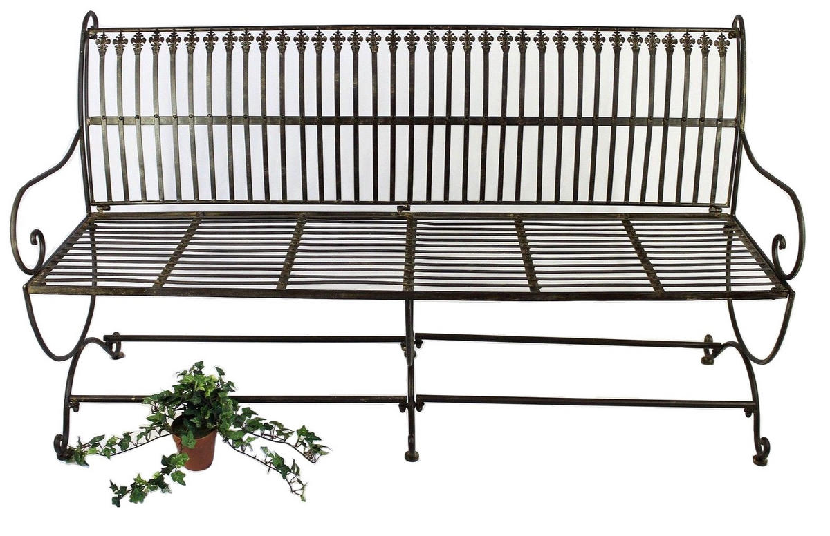 GARTENBANK 3-Sitzer Metall Braun antik 153/60/87 cm - Braun, Metall (153/87/60cm) - DanDiBo