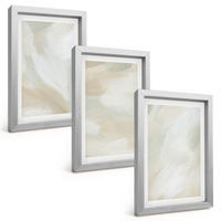 BILDER SET 3er Set - 20x30 cm Silberner Rahmen - Minimalismus der Farbstruktur - Silberfarben, Kunststoff (20/30cm) - TULUP