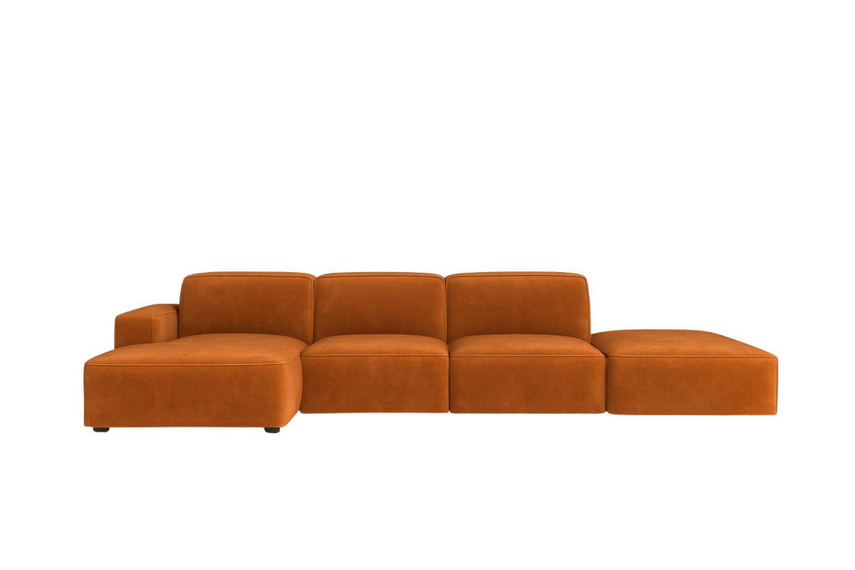 ECKSOFA Cursal L-Form, Stoff Salvador, Braun + Hocker, Links - Braun, Holz (341/166cm) - Kaiser Möbel