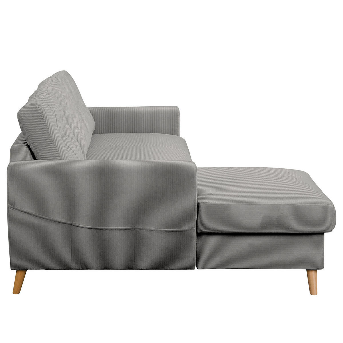ECKSOFA mit Longchair - Braun/Grau, Holz/Textil (223/148cm) - home24