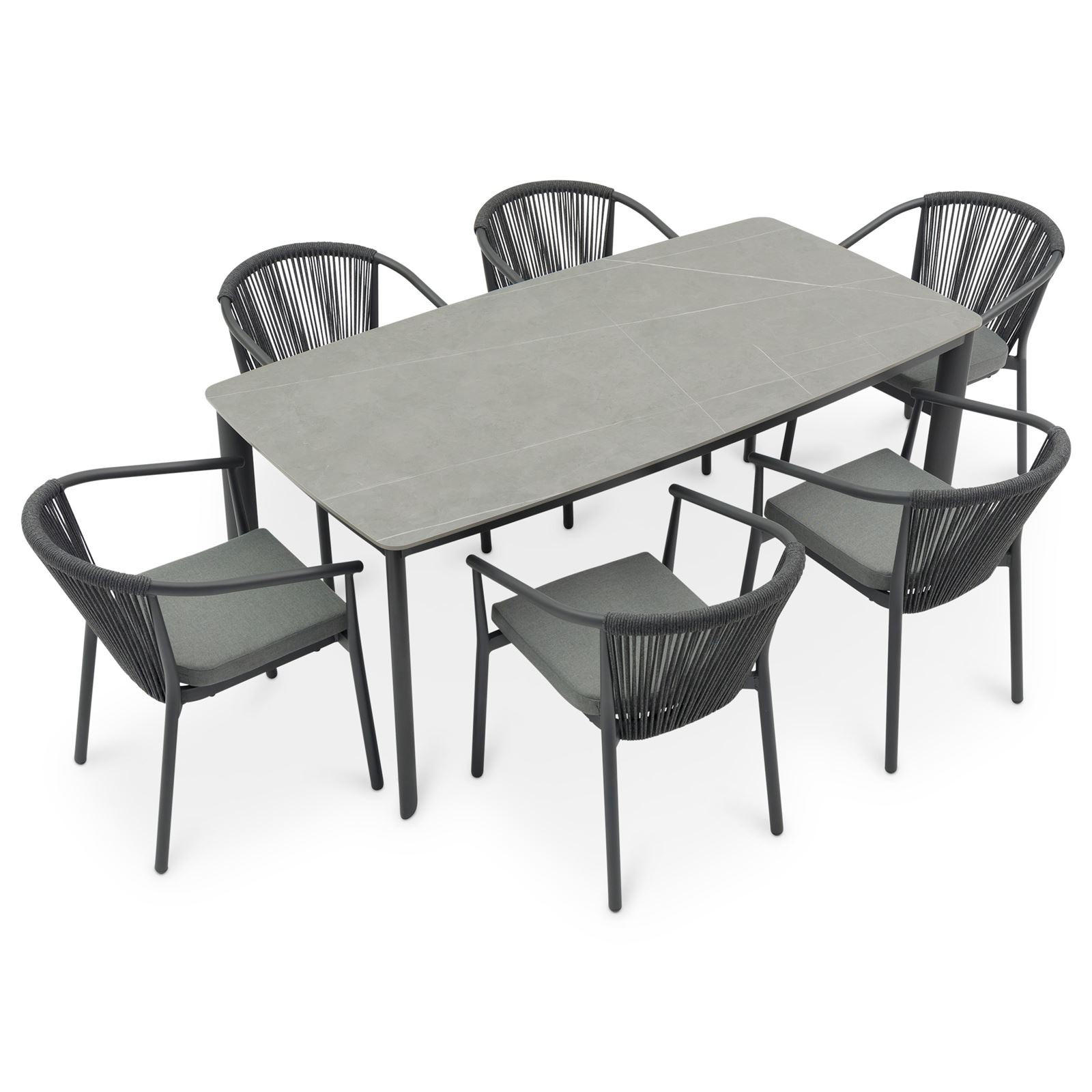 GARTENMÖBELSET TAVOLO - Anthrazit, Textil/Metall - IDIMEX