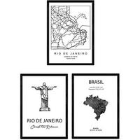 POSTER Set Mit 3 Rio De Janeiro Stadtplan, Christus Der Erlöser A3 Rahmenlos - Klar, Papier (29.7/5/42cm) - Nacnic
