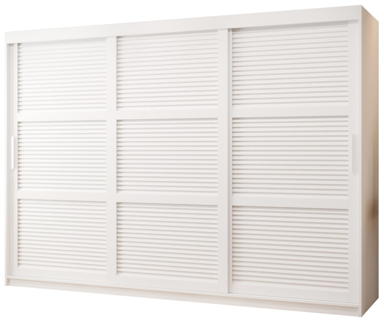 SCHWEBETÜRENSCHRANK 200/250/62 3-türig - Silberfarben/Weiß, Holz/Kunststoff (250/200/62cm) - MÖBEL KRYSPOL