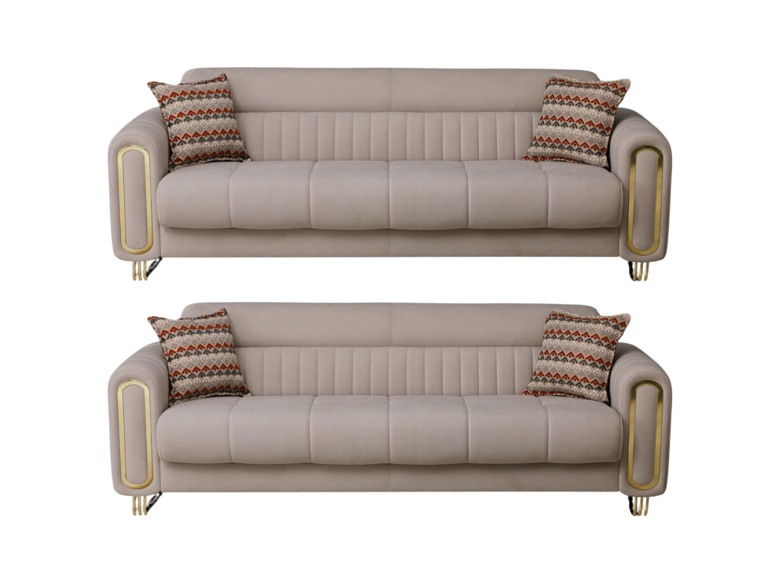 SITZGARNITUR Lima, Beige Stellvariante 3+2 - Beige, Holzwerkstoff/Metall (243/85/95cm)