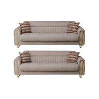 SITZGARNITUR Lima, Beige Stellvariante 3+2 - Beige, Holzwerkstoff/Metall (243/85/95cm)