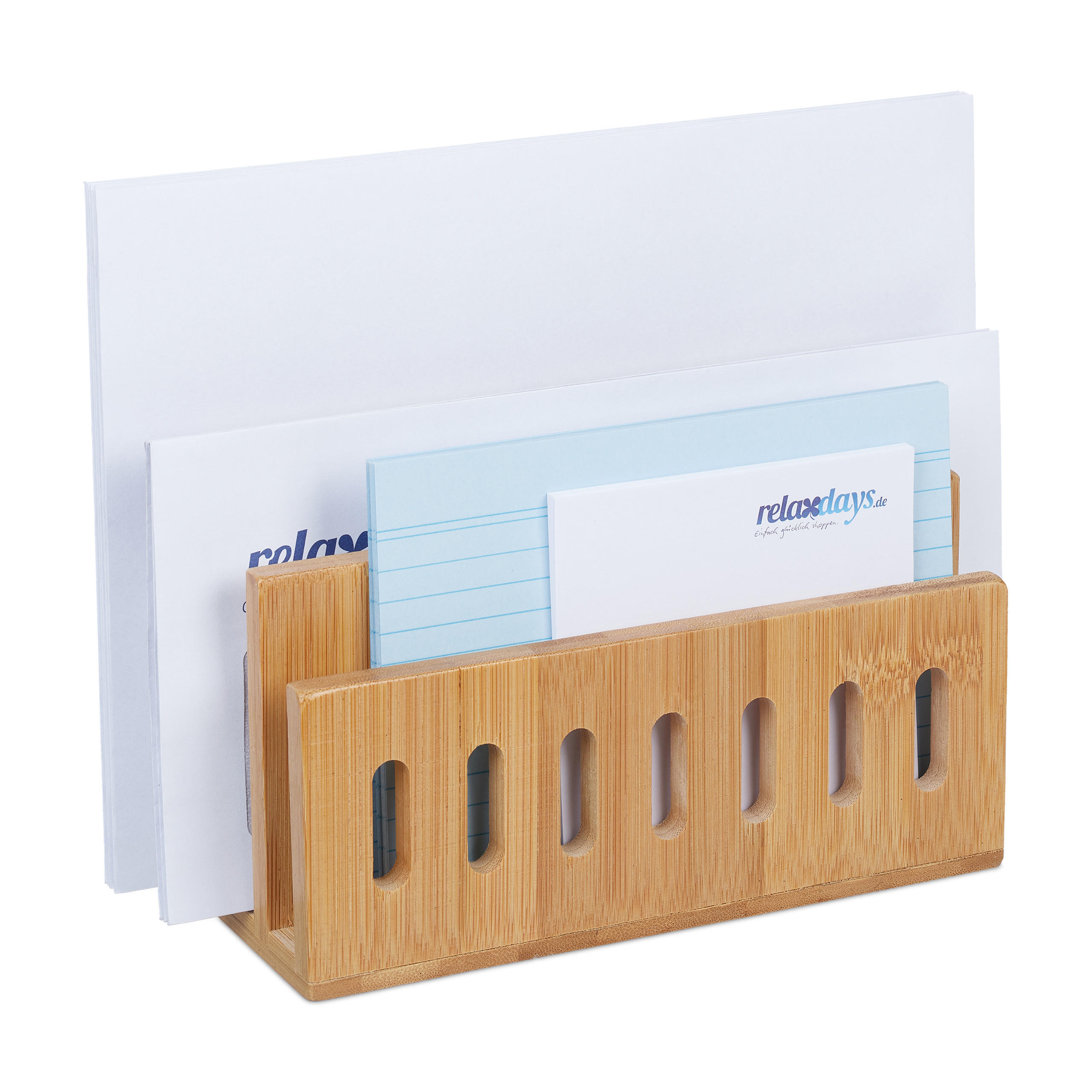 DRŽIAK na papiere - svetlohnedá, drevo (18/13/8cm) - Relaxdays