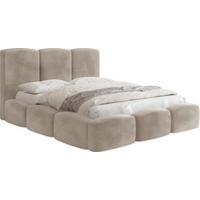 POLSTERBETT Harmony mit Bettkasten, Beige Samt Velours 120x200 cm - Greige/Beige, Holzwerkstoff/Kunststoff (120/200cm) - WFL GROUP