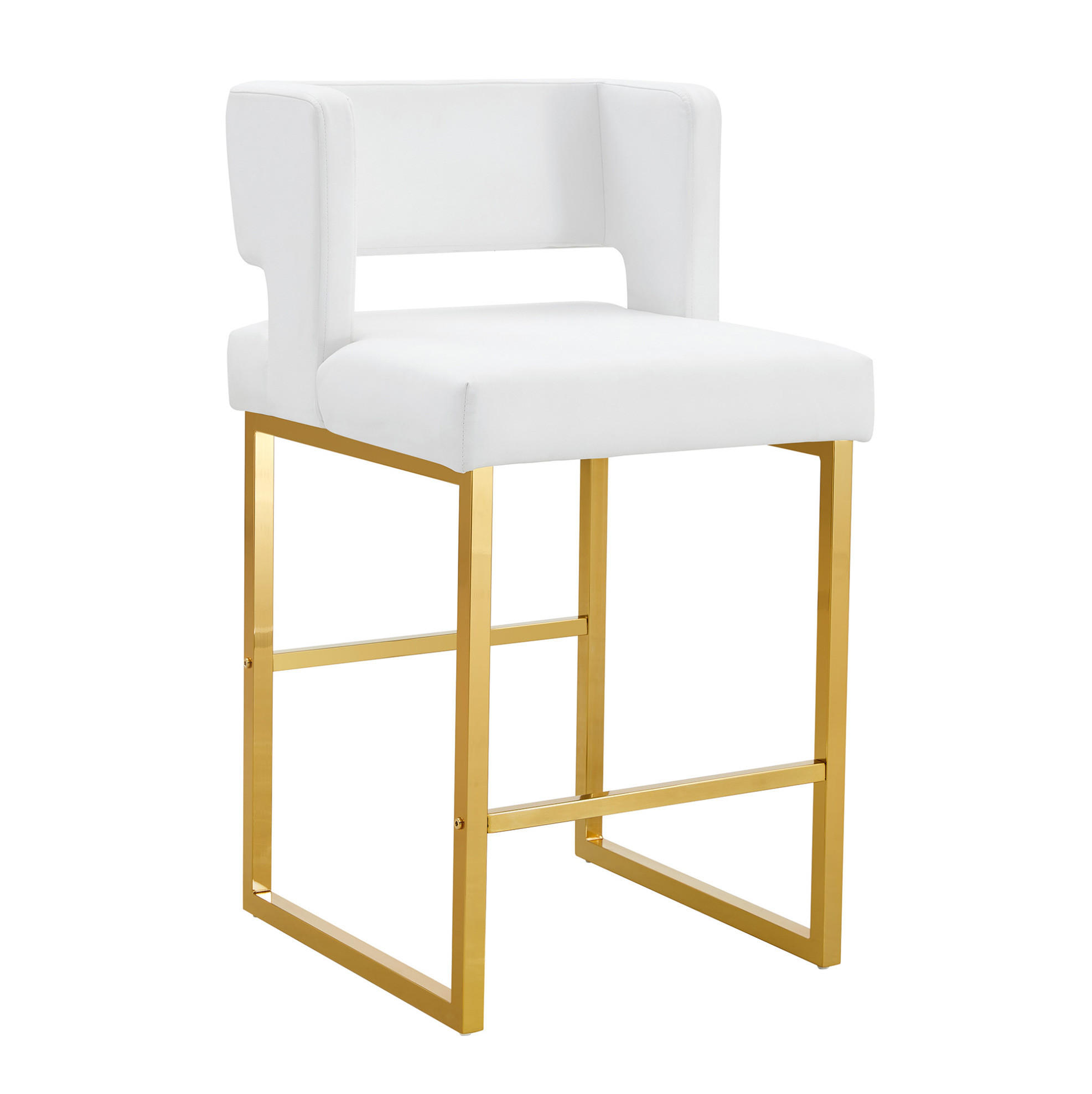 BARSTUHL 2er-Set gepolstert 91,4 cm PU-Leder White+Gold - Goldfarben, Metall (53.3/91.4/48cm) - Meubliv