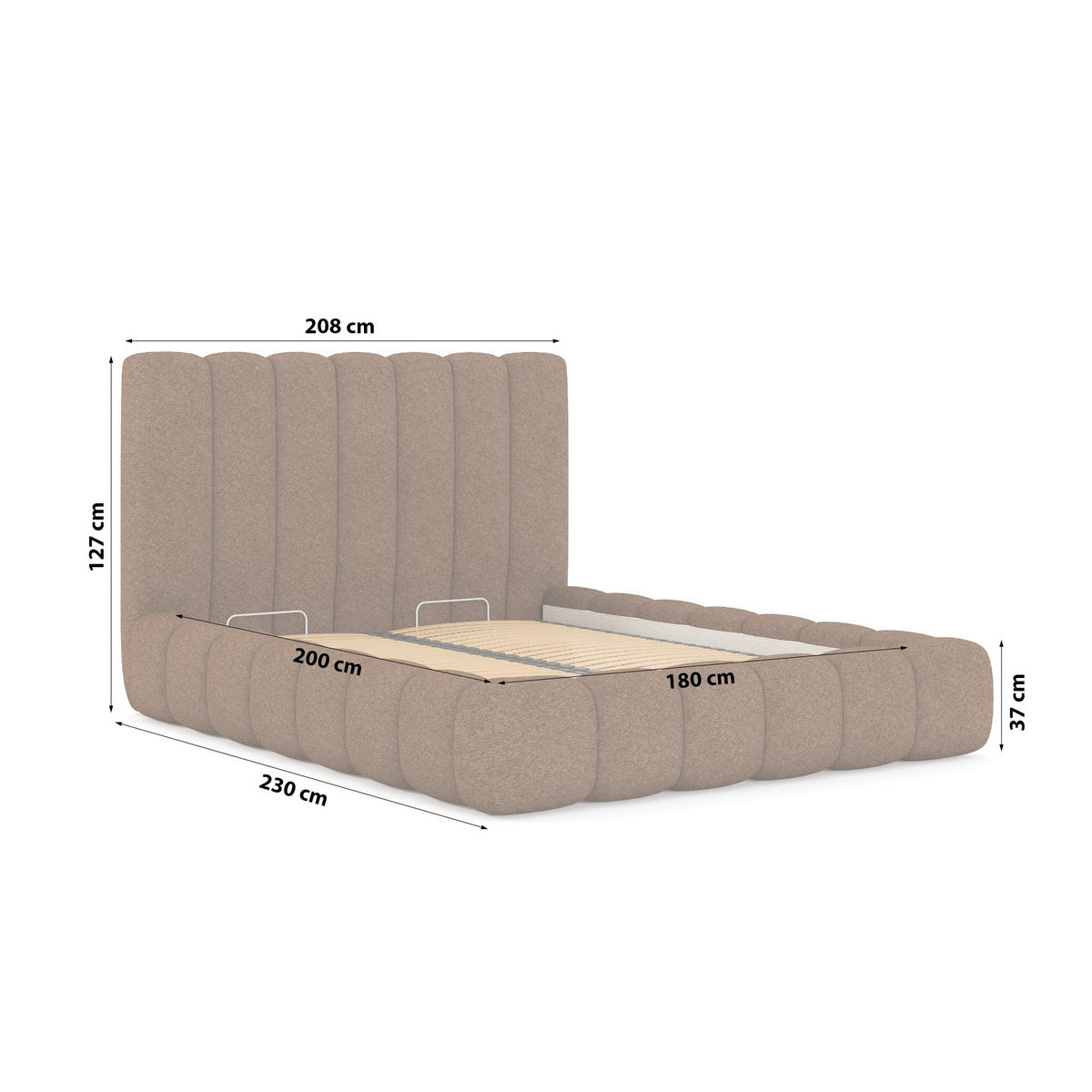POLSTERBETT aus Polyester Elvert 180x200 cm, Dunkelbraun - Dunkelbraun, Textil (180/200cm) - Meblito