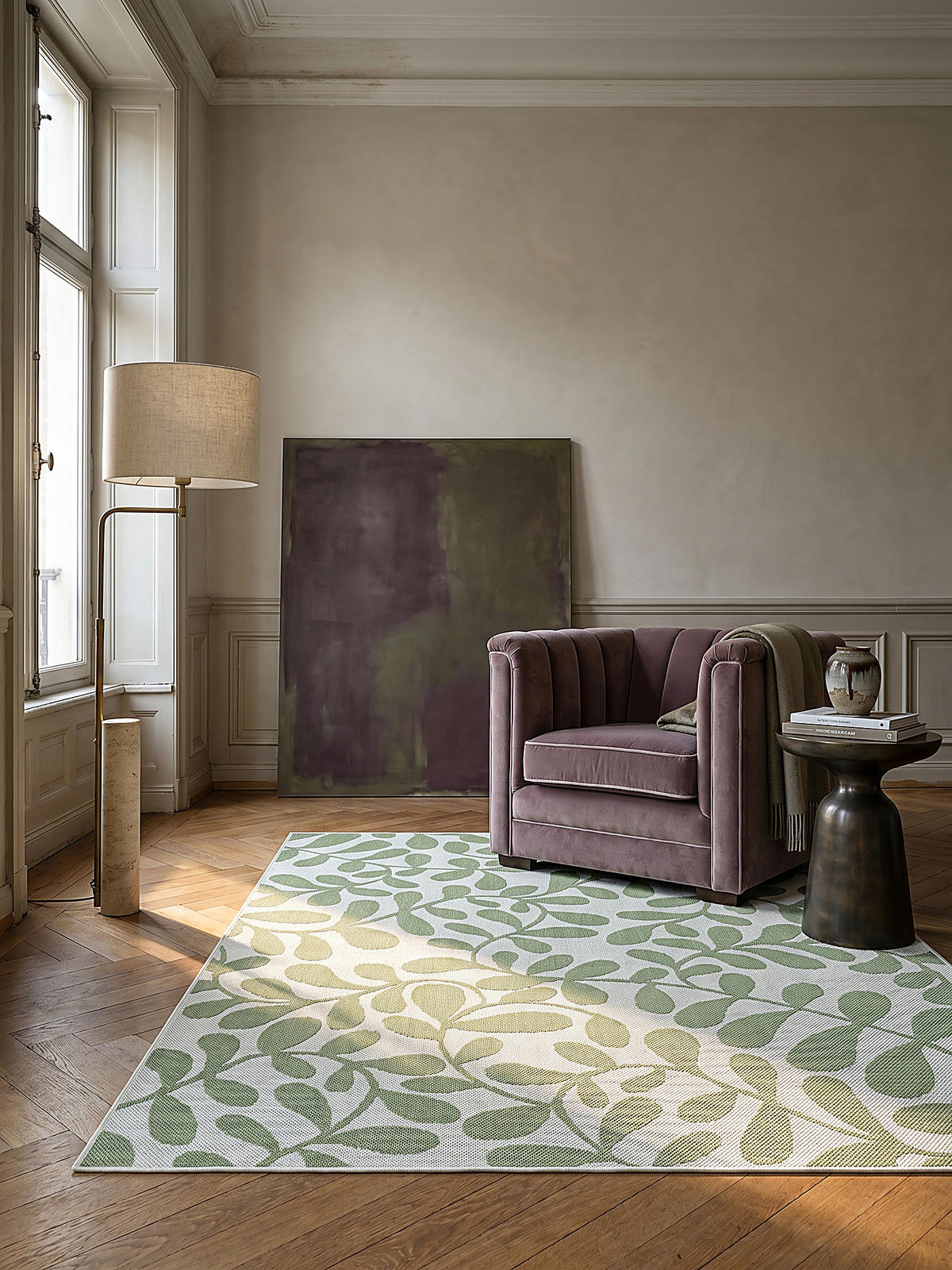 FLACHWEBTEPPICH Floral BORNO Polypropylen Grün 140 x 200 cm - Grün, Textil (140/200cm) - KADIMA DESIGN