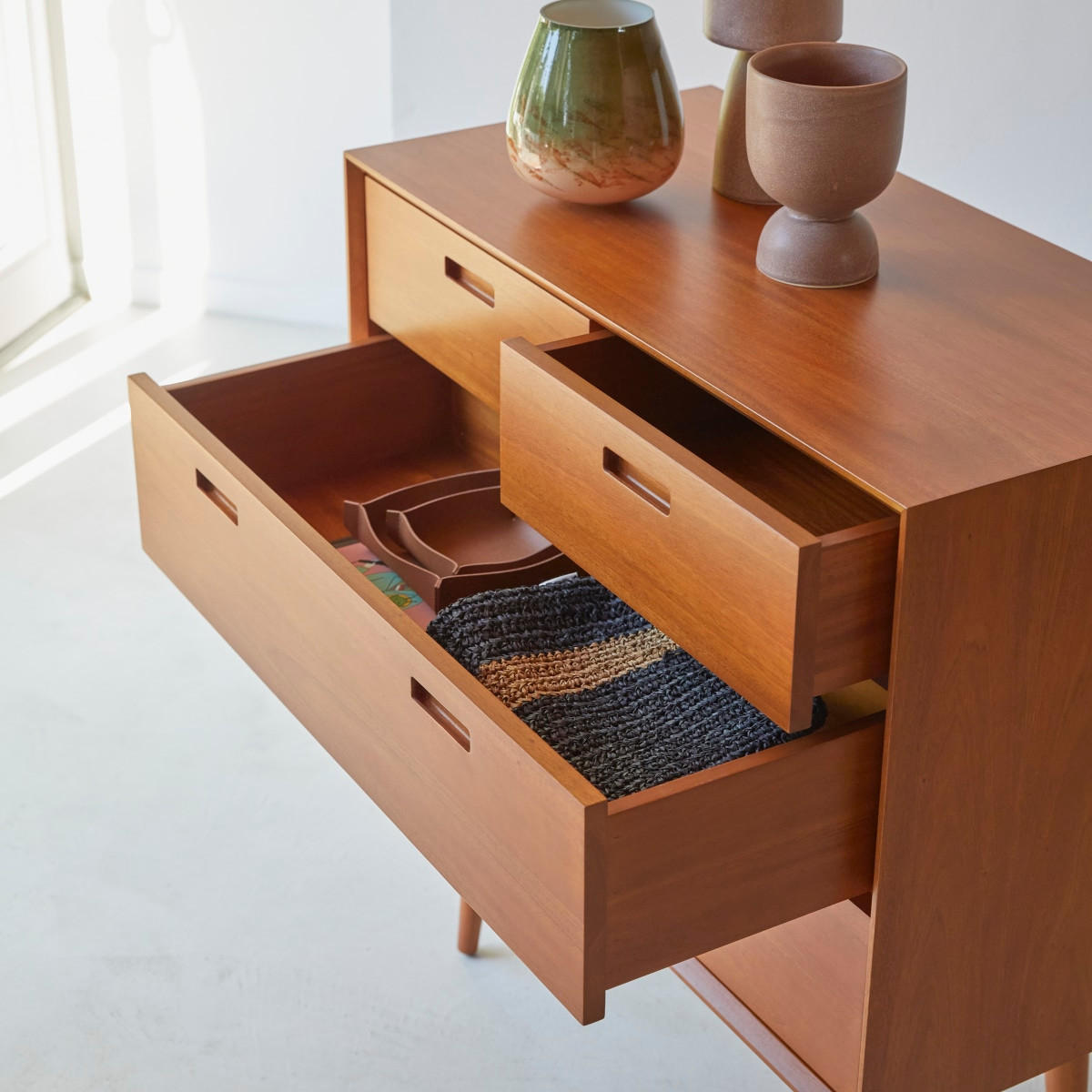 KOMMODE Magda 50's Natur aus Mahagoni - Naturfarben, Holz (92/94/45cm) - Tikamoon