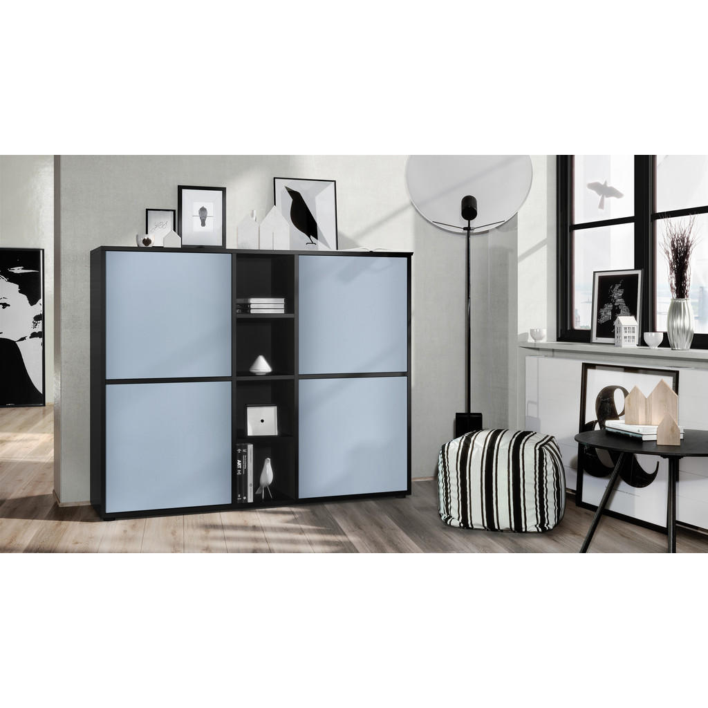 Thumbnail - Vladon Highboard, Pastellblau, Holzwerkstoff, 130.5x105.5x35.5 cm, Wohnzimmer, Kommoden & Sideboards, Highboards