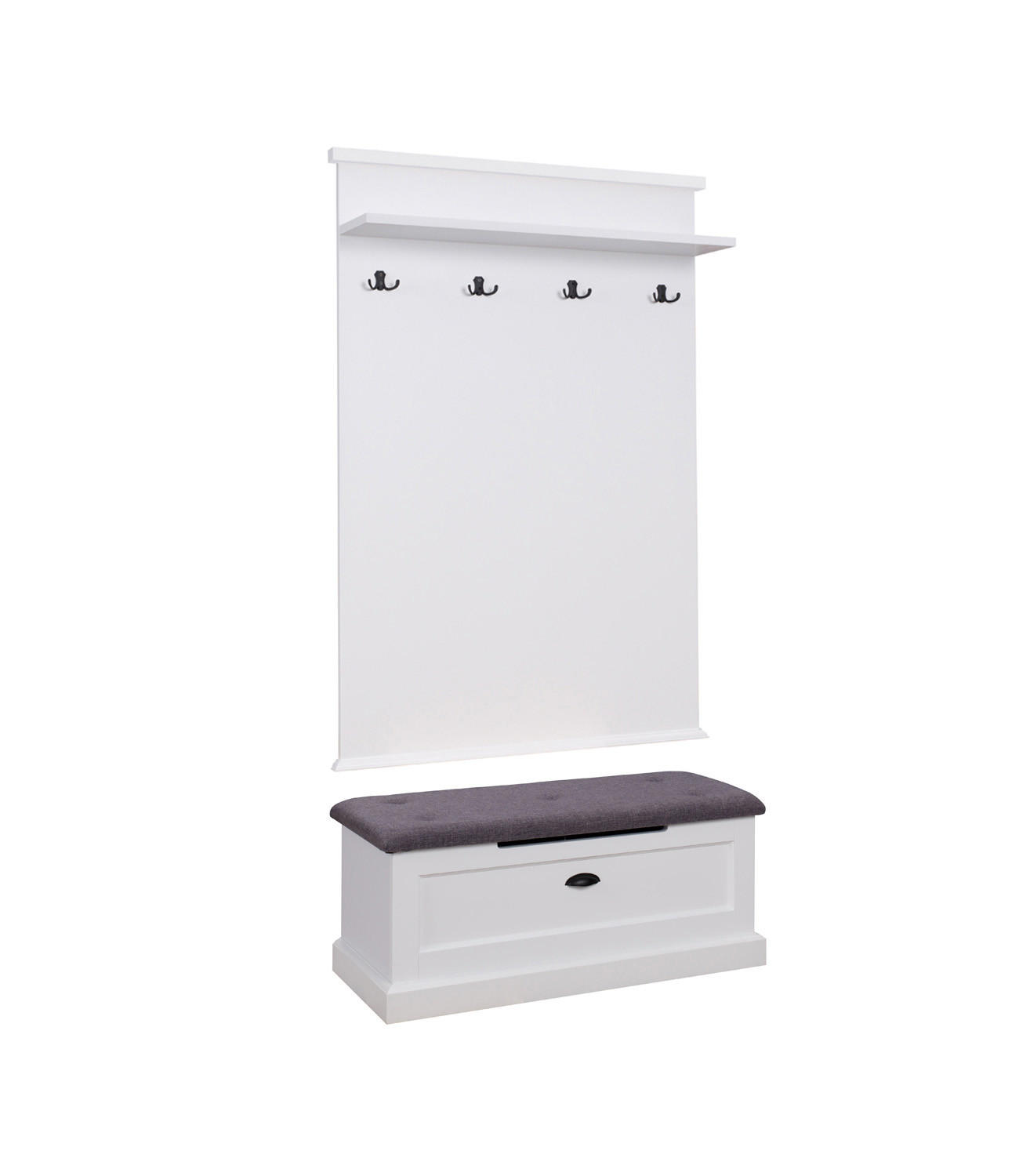 Feldmann-Wohnen Garderoben-Set Weiß, Grau 100x185x42 cm