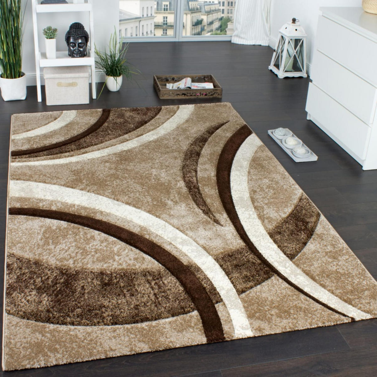 KURZFLORTEPPICH, abstrakt, Florhöhe 12 mm, Braun, 80 x 150 cm - Braun, Textil (80/150cm) - KADIMA DESIGN