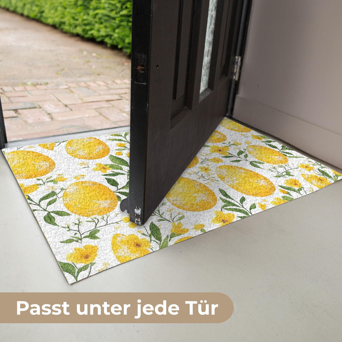 FUSSMATTE Blumen - Ostereier - Gelb 90x60 cm - Gelb, Kunststoff (60/90cm) - MuchoWow
