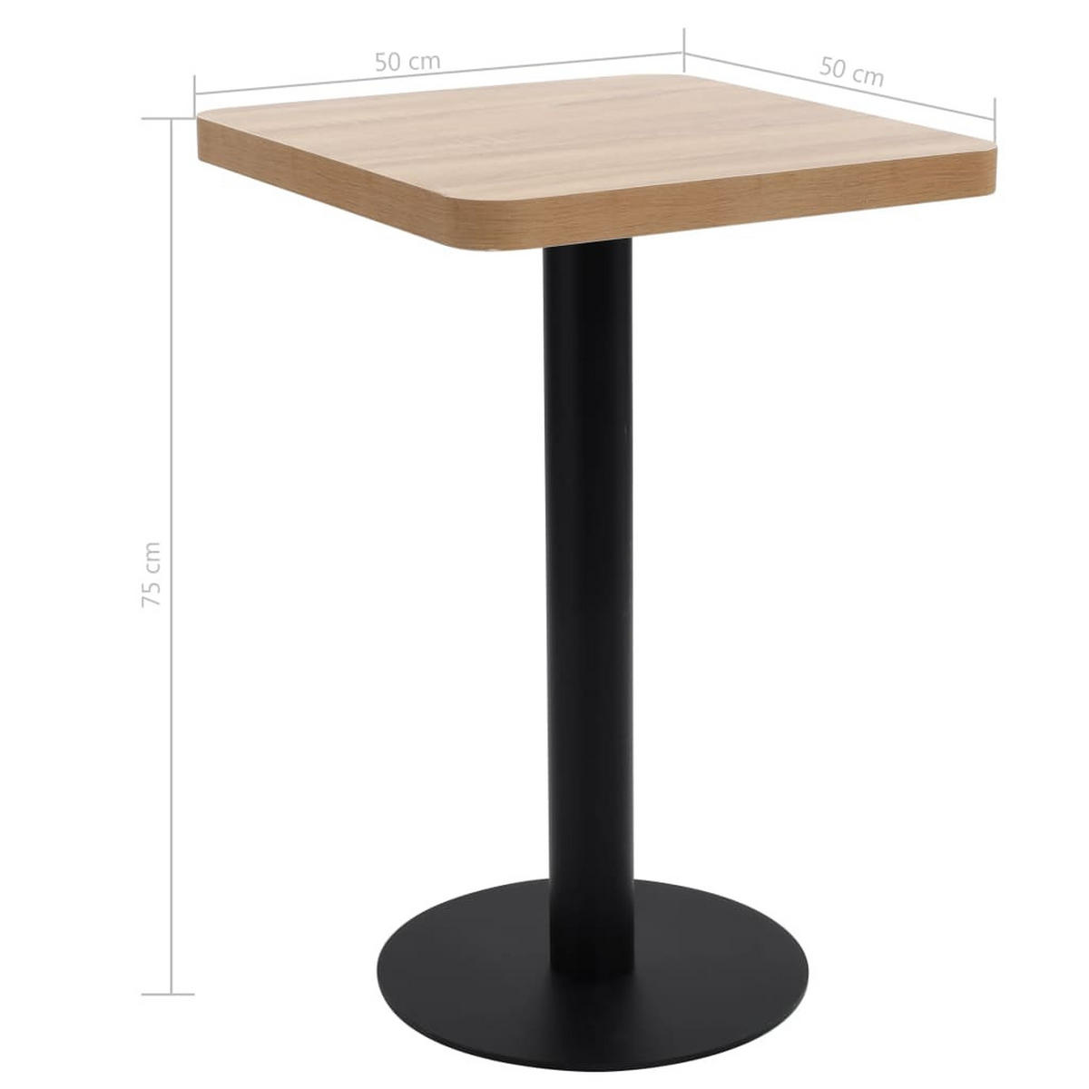 BISTROTISCH Industrial-Stil 50/50/75 cm aus Mdf, Stahl Hellbraun Quadratisch - Hellbraun, Holzwerkstoff (50/50/75cm) - vidaXL