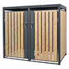 MÜLLTONNENBOX 2er Anthrazit-Lärchenoptik - Naturfarben, Metall (80/116.3/132cm) - ML-DESIGN
