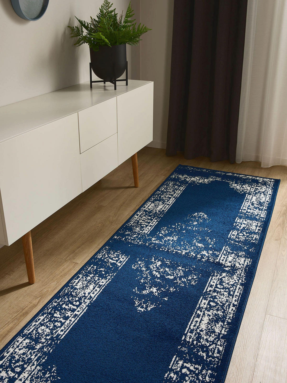 VINTAGE-LÄUFER Sia 80/240 cm - Blau, Kunststoff (80/240cm) - benuta
