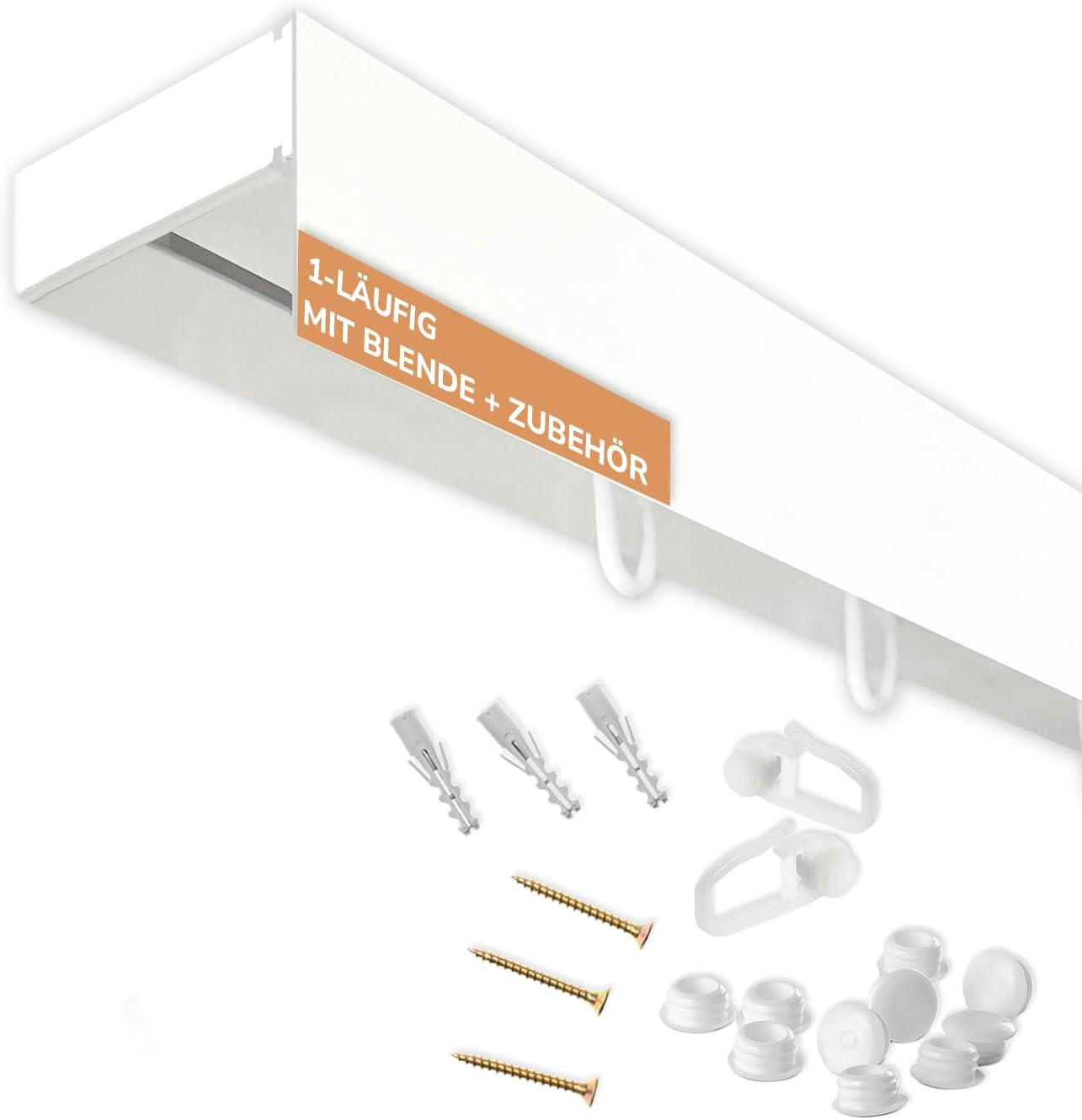 VORHANGSCHIENE SH, 1-läufig, Schiene weiß, Blende 5 cm weiß, 300 cm - Weiß, Kunststoff (4.7/1.7/300cm) - SN Deco